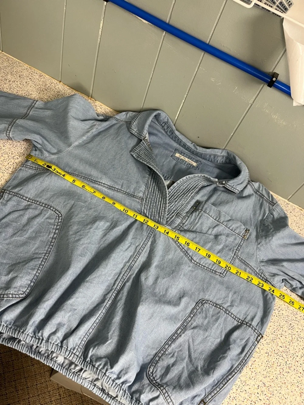 Free People Peyton Denim Pullover Long Sleeve Lightweight Blue Women’s Size L - Picture 5 of 7